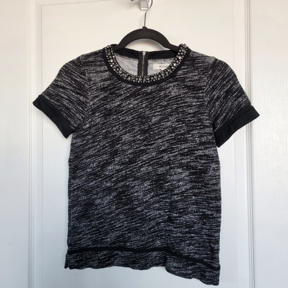 Madewell Studded/Jeweled Collar Top